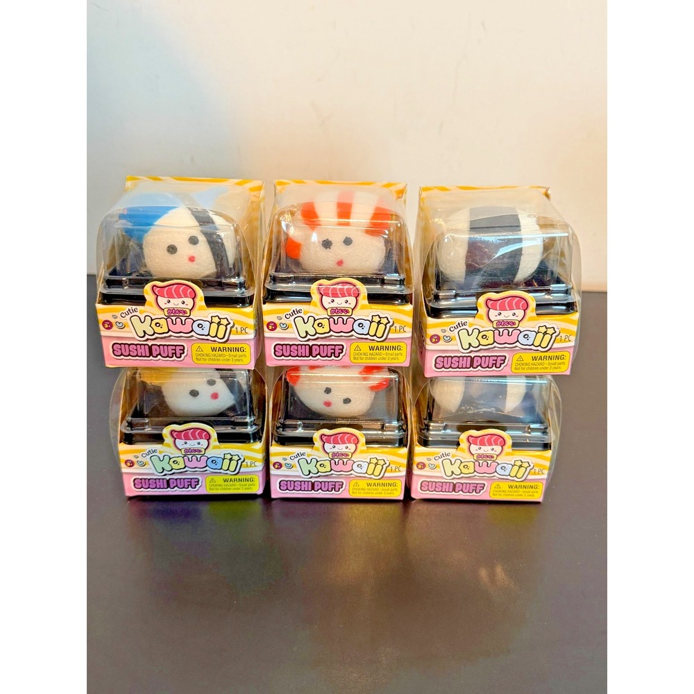 Ja-Ru Kawaii Cutie Sushi Puff Squishy Fidget Toys COMPLETE SET OF 6